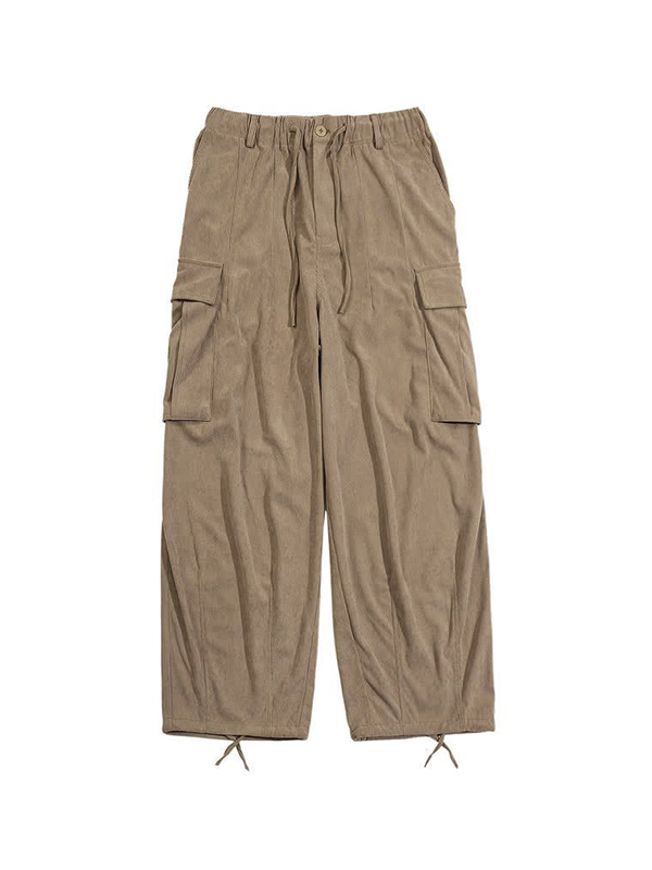 Men's Vintage Corduroy Multi Pocket Drawstring Cargo Pants-3