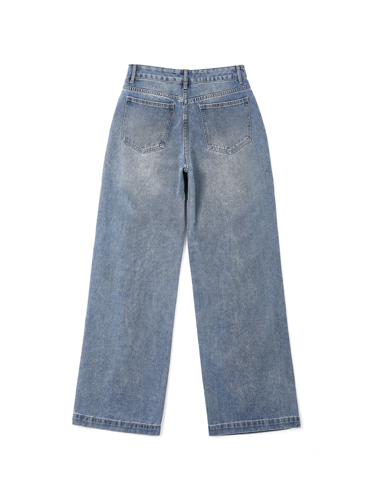 Pocket Design Blue Wash Boyfriend Jeans-7