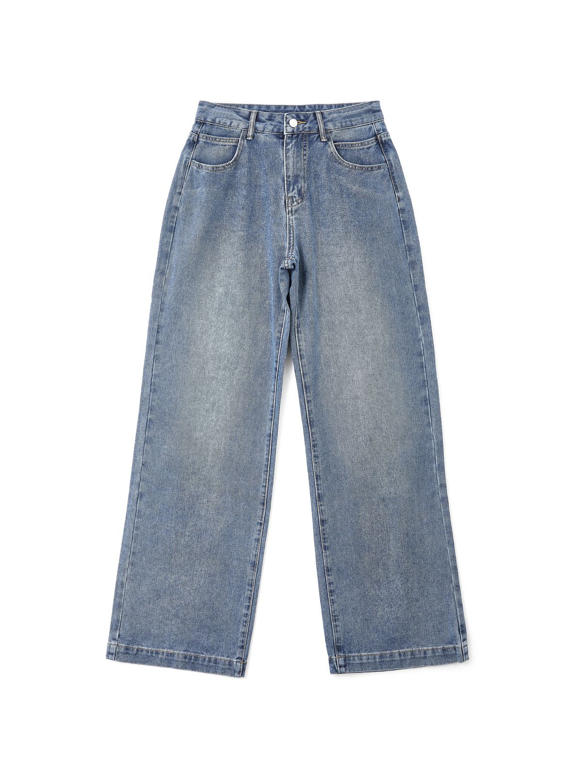 Pocket Design Blue Wash Boyfriend Jeans-6