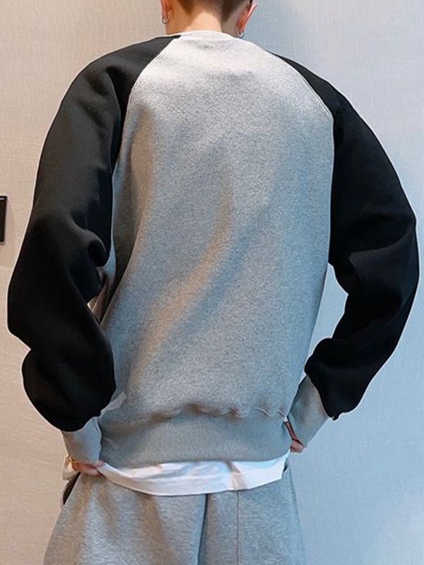 Men's Raglan Letter Print Pull Over Swetshirt-1