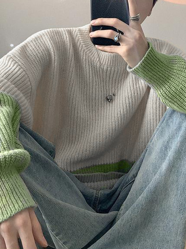 Men's Color Block Pullover Sweater-3