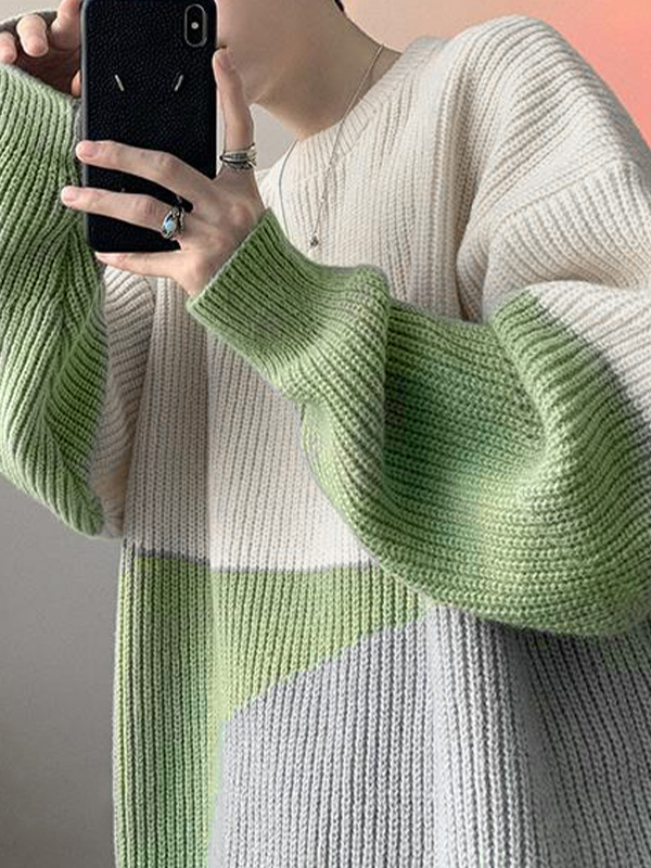 Men's Color Block Pullover Sweater-2