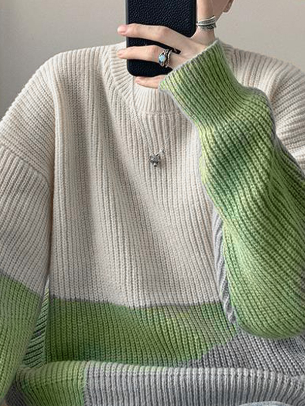 Men's Color Block Pullover Sweater-1