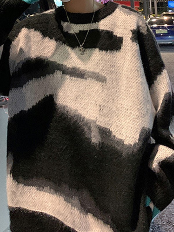 Men's Tie Dye Pullover Knit Sweater-1