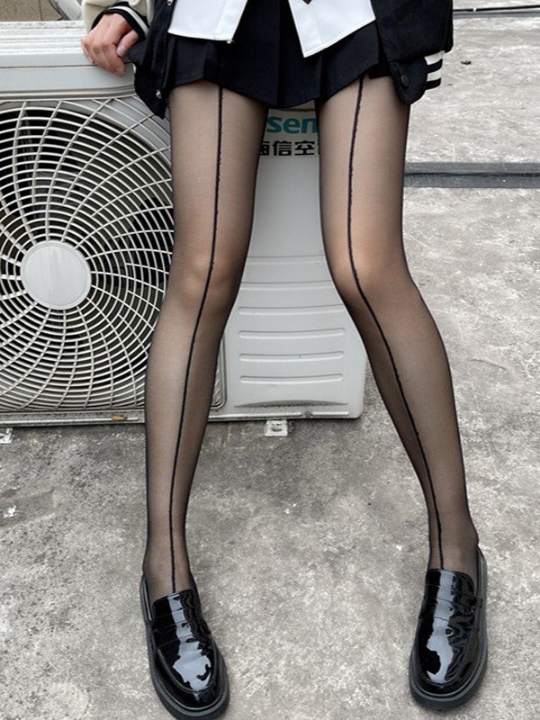 Contrast Line Sheer Tights-2