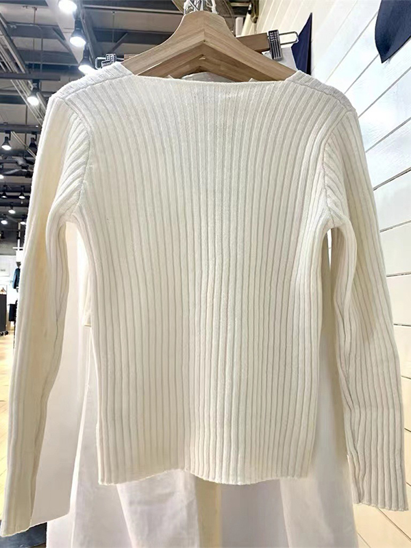 Vintage V Neck Rib Sweater-1